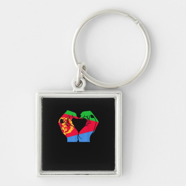 Hands Heart With Eritrean Flag Key Ring (Front)