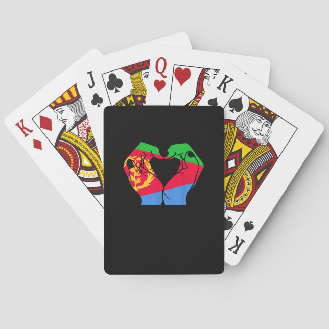 Hands Heart With Eritrean Flag Playing Cards (Back)