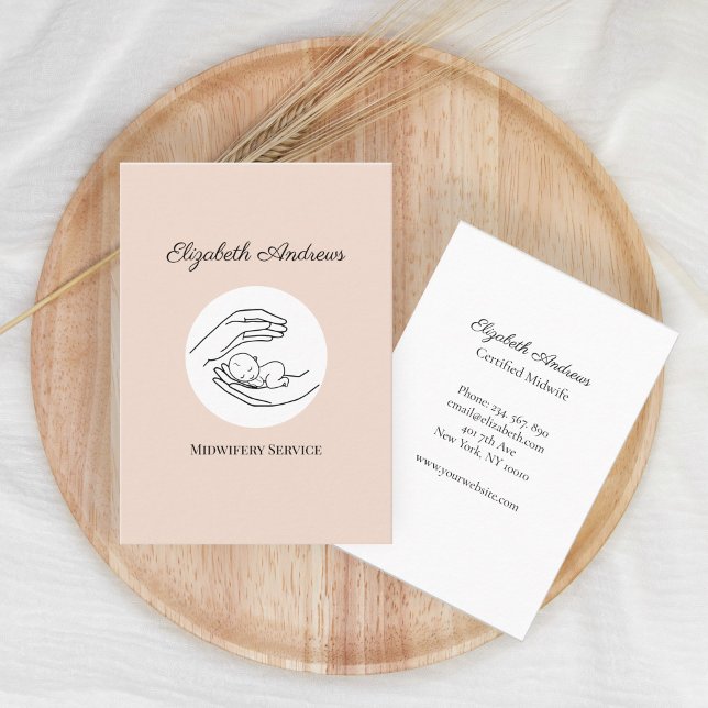  Hands holding a baby illustration, light brown Business Card (Creator Uploaded)