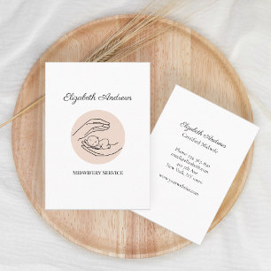 Hands holding a baby illustration, white business card