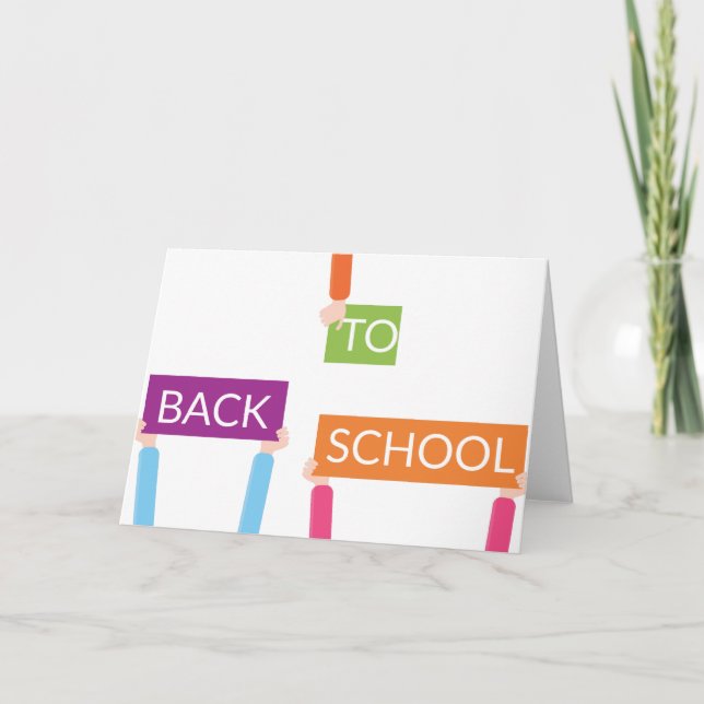 Hands holding BACK TO SCHOOL signs Card (Front)