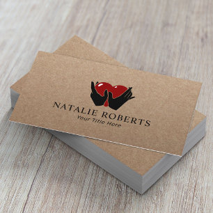 Hands Holding Heart Massage Therapy Caregiver Business Card