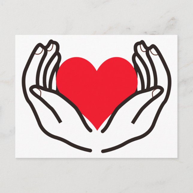 Hands Holding Heart Postcard (Front)