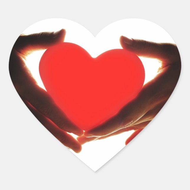 Hands holding heart sticker (Front)