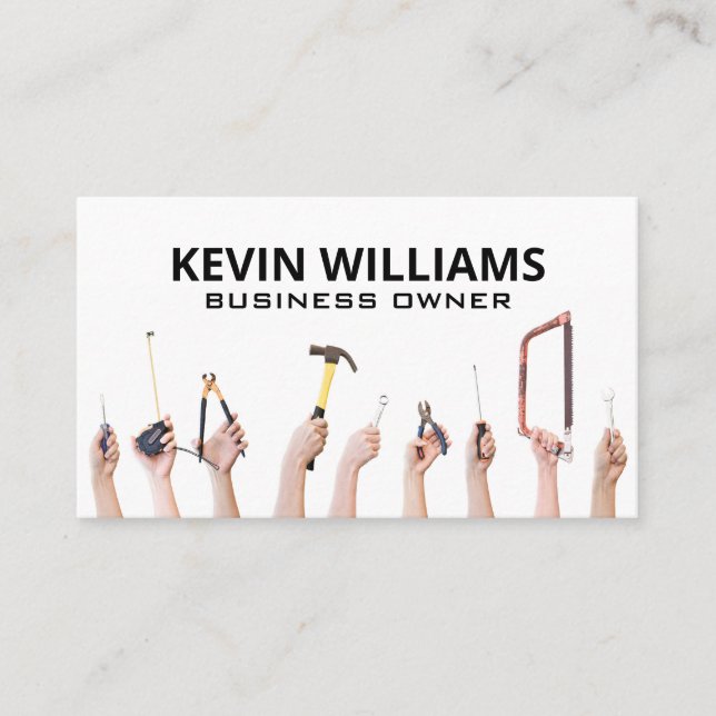 Hands Holding Tools | Handyman Business Card (Front)