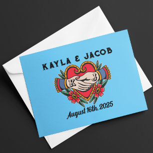 Hands in Marriage Tattoo Wedding Thank You Card