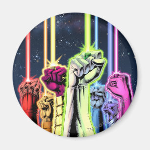 Hands in the air with rings -Colour Magnet