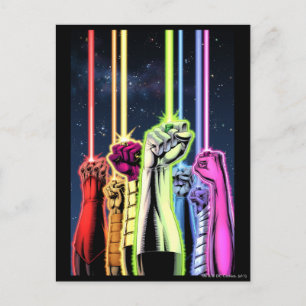 Hands in the air with rings -Colour Postcard