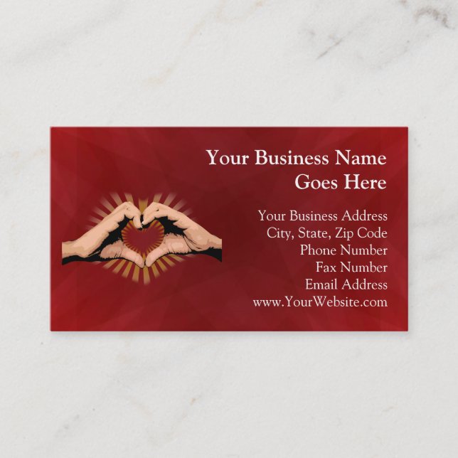 Hands in the Shape of a Heart, Love Design Business Card (Front)