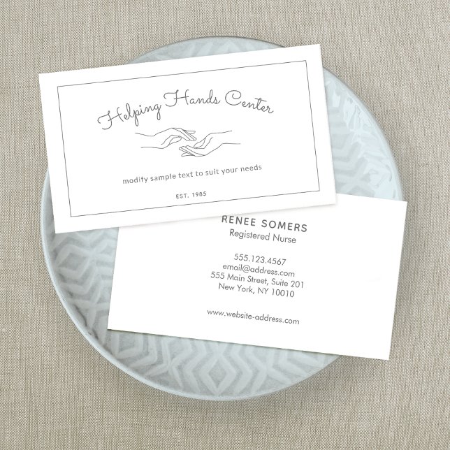 Hands Logo Adult Outpatient Caregiver Caregiving Business Card (Creator Uploaded)