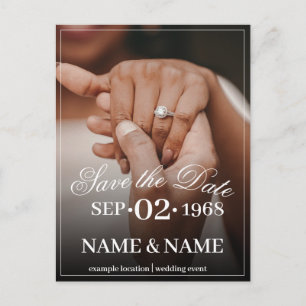 Hands of a Coloured Wedding Couple with Ring Announcement Postcard