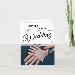 Hands of a Gay Wedding Couple with Rings Announcement