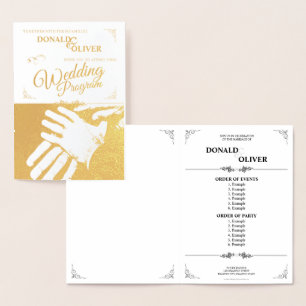 Hands of a Gay Wedding Couple with Rings Foil Card