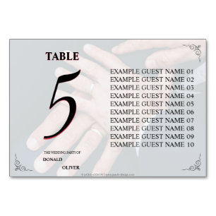 Hands of a Gay Wedding Couple with Rings Table Number