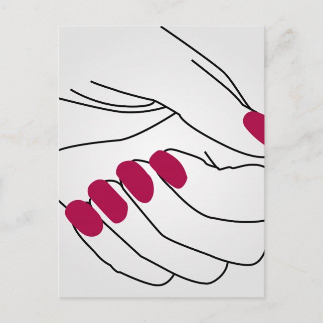 Hands of a lady with painted nails postcard (Front)