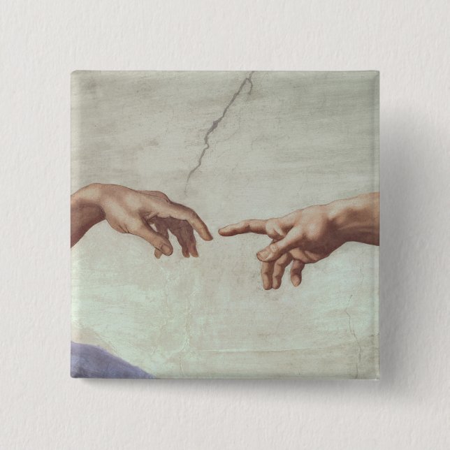 Hands of God and Adam 15 Cm Square Badge (Front)