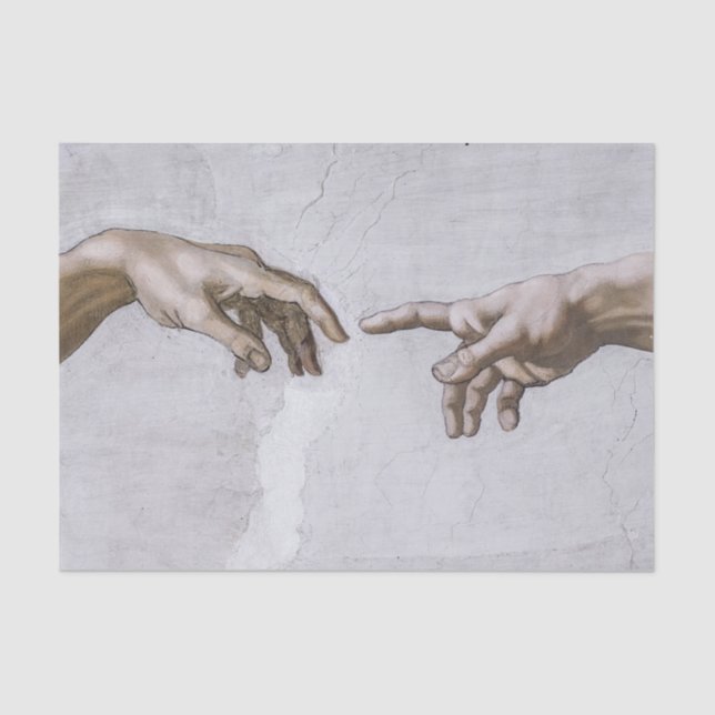 Hands of God and Adam by Michelangelo Tissue Paper (Front)