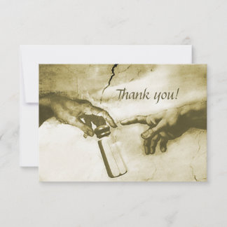 Hands of God and Adam Fine Art Parody Thank You Card