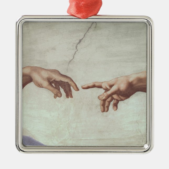 Hands of God and Adam Metal Tree Decoration (Front)