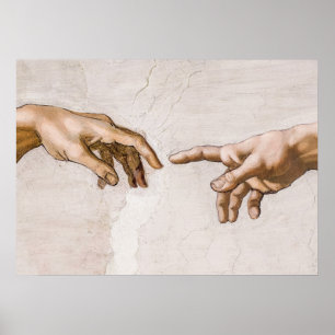 Hands of God the Father and Adam by Michelangelo Poster