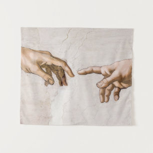 Hands of God the Father and Adam by Michelangelo Tapestry