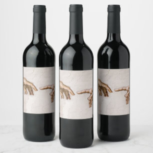 Hands of God the Father and Adam by Michelangelo Wine Label