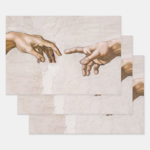 Hands of God the Father and Adam by Michelangelo Wrapping Paper Sheet