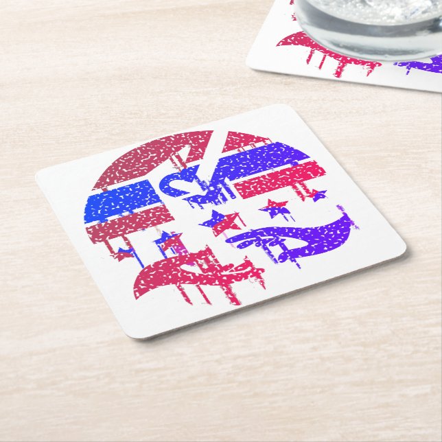 Hands of Unity Square Paper Coaster (Angled)