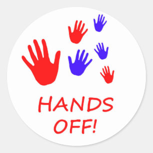 hands off classic round sticker