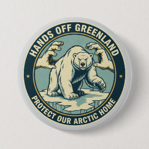 Hands Off Greenland Polar Bear 7.5 Cm Round Badge