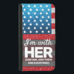 Hands Off I'm with Her LGBTQ American Flag Glitter Samsung Galaxy S5 Wallet Case<br><div class="desc">"I'm with her, and him, and them, and everyone." Patriotic red white and blue American flag uses digital glitter to show off pride. Thank you for supporting the Hands Off movement and standing in this fight for civil rights. Born out of frustration, resilience, and determination, people are standing up against...</div>