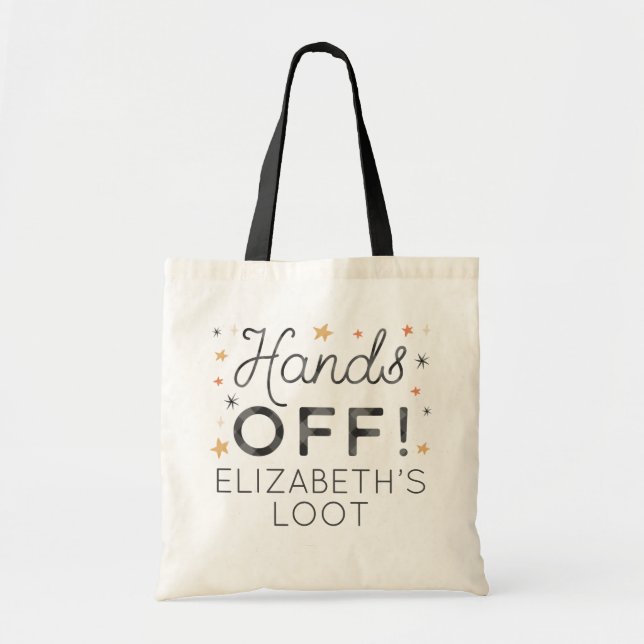Hands Off Kids Halloween Custom Candy Tote Bag (Front)