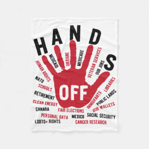 Hands Off Medicaid Medicare Social Security Trump Fleece Blanket