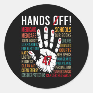 Hands Off Protest Classic Round Sticker