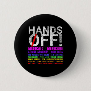 Hands Off Protest Fight Resist Protect Men Women 6 Cm Round Badge