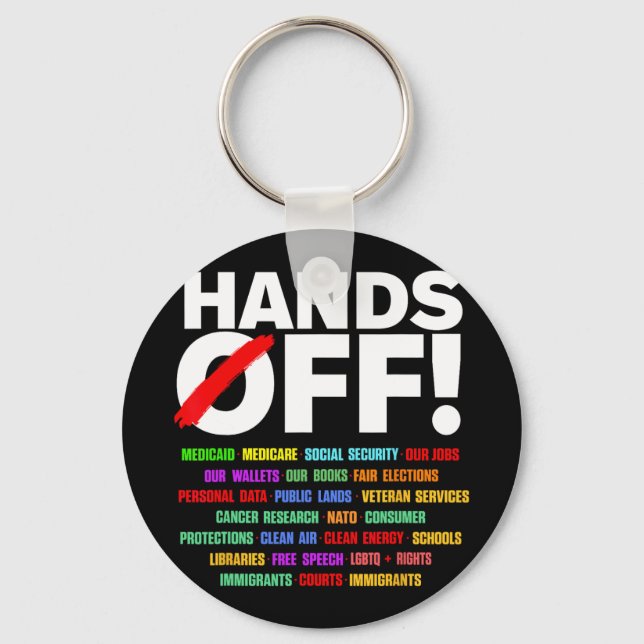 Hands Off Protest  Key Ring (Front)