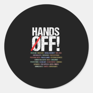 Hands Off Protest Long Sleeve Classic Round Sticker