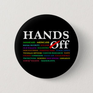 Hands Off Protest Saturday April 5 Men Women 7  6 Cm Round Badge