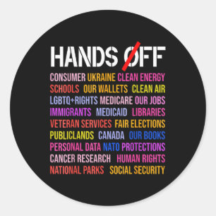 Hands Off Protest Saturday April 5 Men Women  Classic Round Sticker