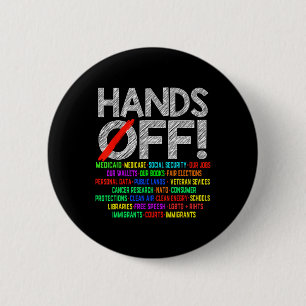 Hands Off Protest Social Security And Medicare Pro 6 Cm Round Badge