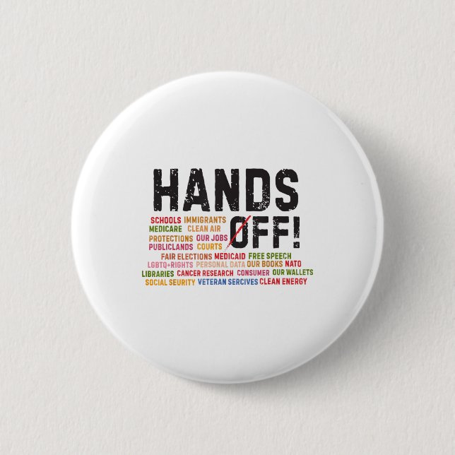 Hands Off Protest Social Security And Medicare Pro 6 Cm Round Badge (Front)