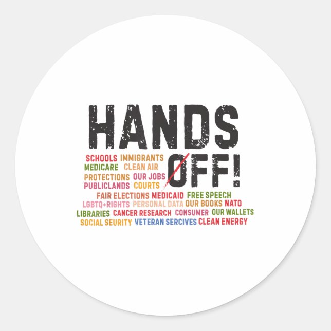 Hands Off Protest Social Security And Medicare Pro Classic Round Sticker (Front)
