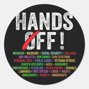 Hands Off Protest Social Security And Medicare Pro Classic Round Sticker