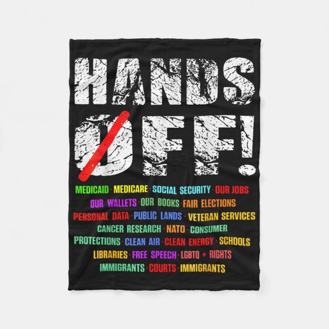 Hands Off Protest Social Security And Medicare Pro Fleece Blanket (Front)