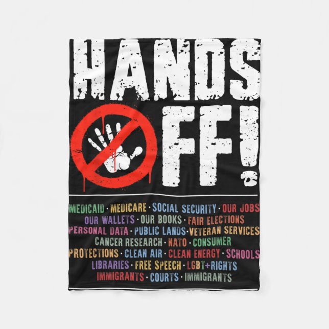 Hands Off Protest Social Security And Medicare Pro Fleece Blanket (Front)