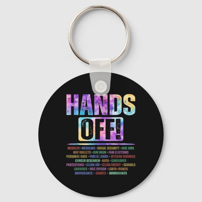 Hands Off Protest Social Security And Medicare Pro Key Ring (Front)