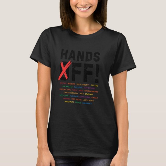 Hands Off Protest Social Security & Medicare Prote T-Shirt (Front)