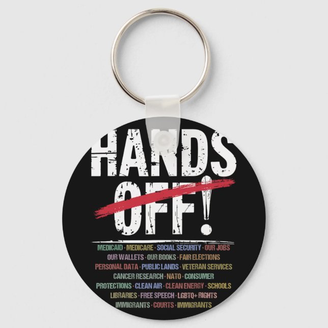 Hands Off Protest T-shirt2.png  Key Ring (Front)