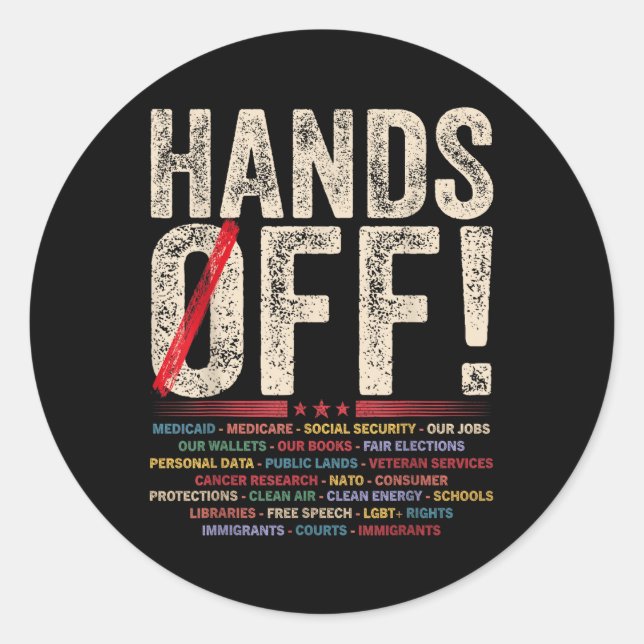 Hands Off Protest - Unprecedented Actions-hands Of Classic Round Sticker (Front)