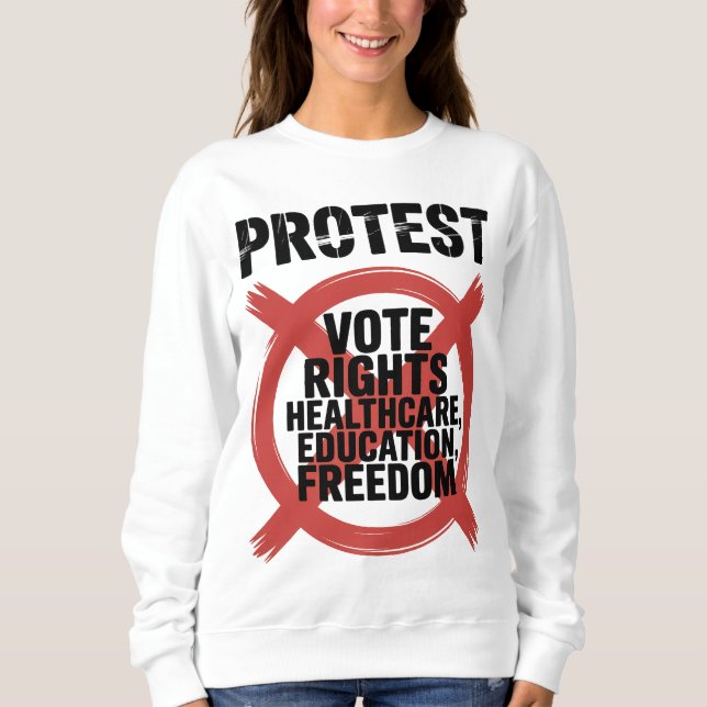Hands Off Protest Vote Rights Healthcare Education Sweatshirt (Front)